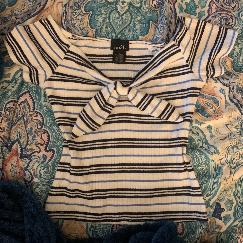 Striped tie crop top